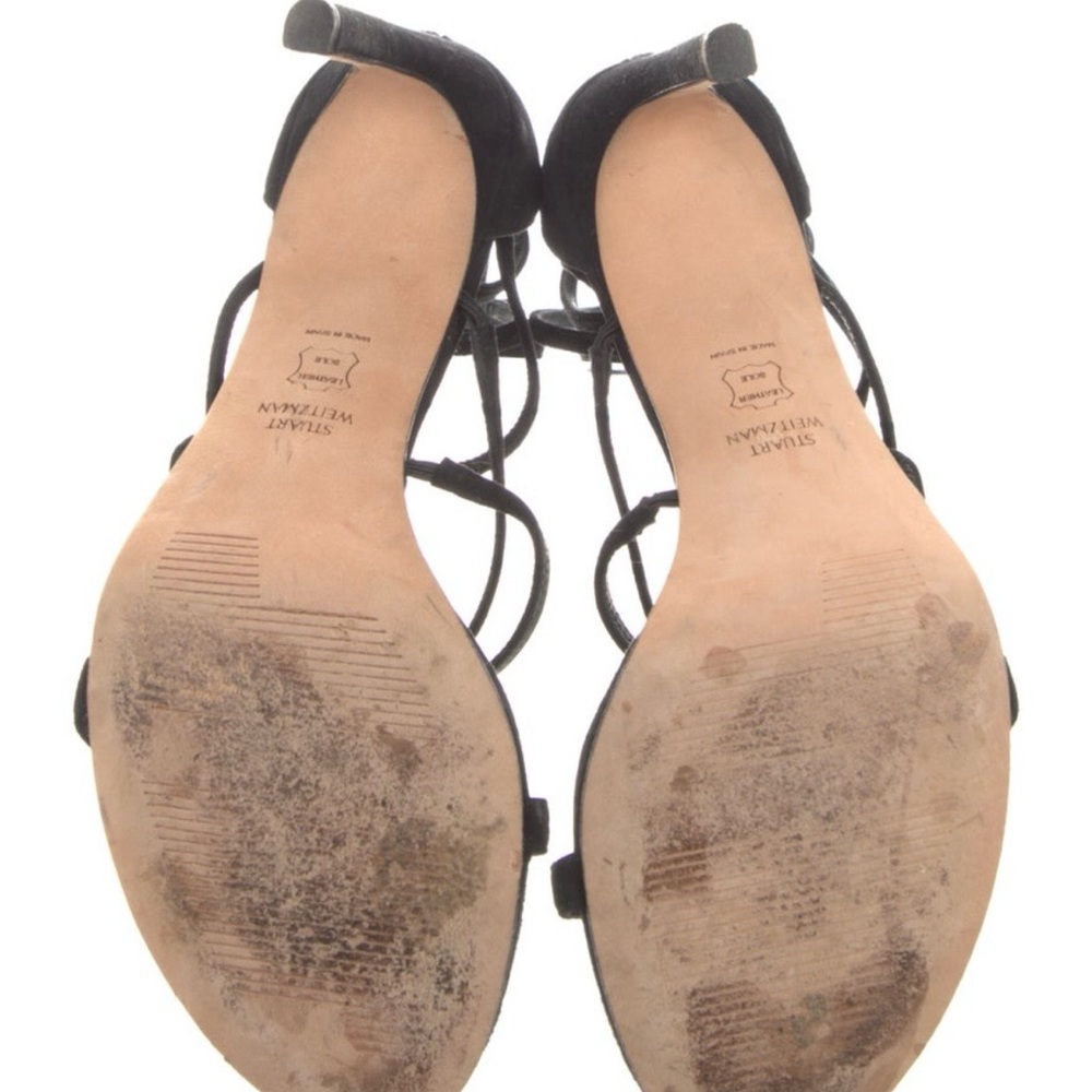 Stuart Weitzman Black Multi-Strap Suede Stiletto … - image 5